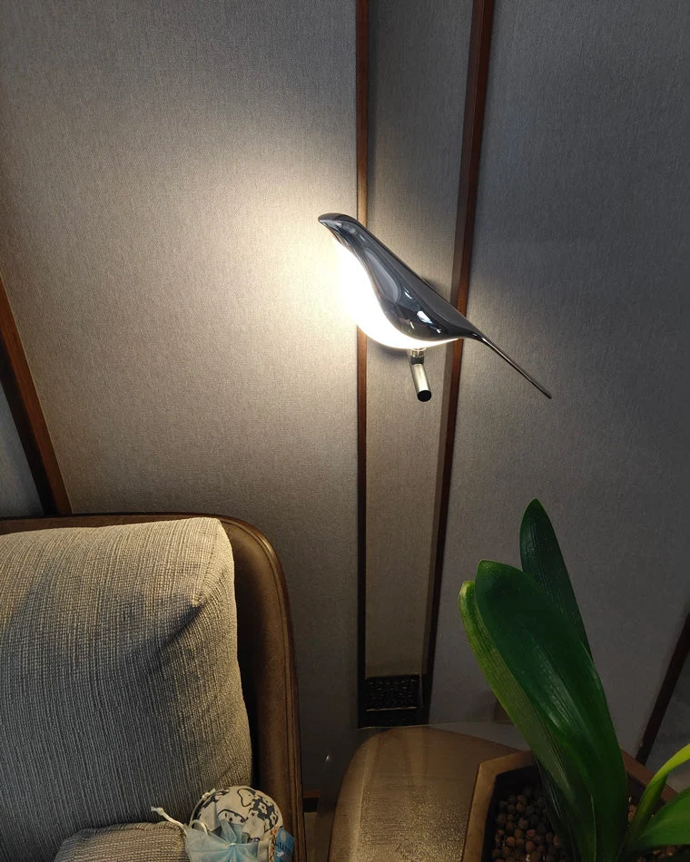 Wandlamp Vogel Goud Zwart Metaal LED Warm Wit Slaapkamer Hal Decoratief | Sansoti
