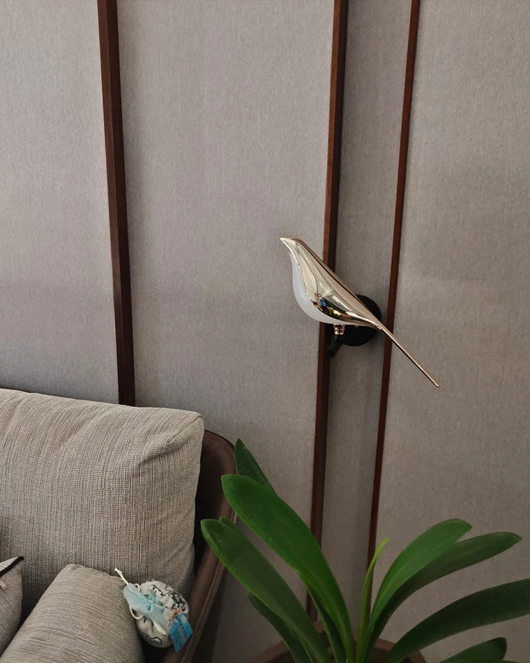 Wandlamp Vogel Goud Zwart Metaal LED Warm Wit Slaapkamer Hal Decoratief | Sansoti