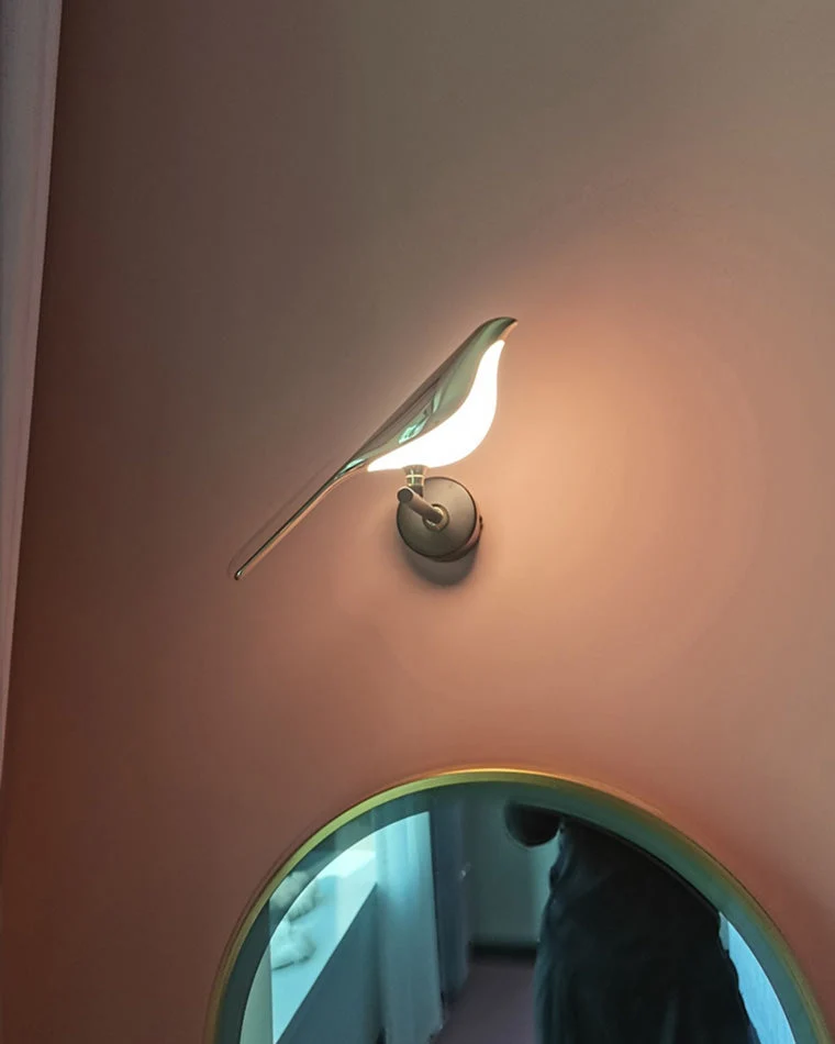 Wandlamp Vogel Goud Zwart Metaal LED Warm Wit Slaapkamer Hal Decoratief | Sansoti