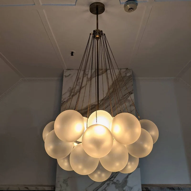 Glazen Bollenhanglamp 19-37 Bollen Goud Metaal Eetkamer Woonkamer | Sansoti