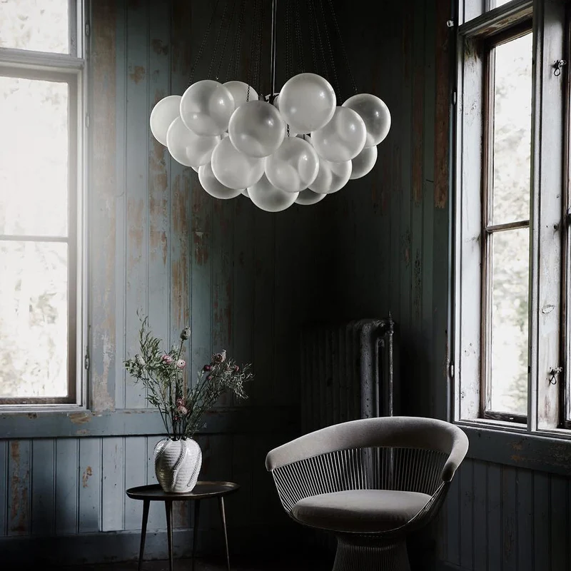 Glazen Bollenhanglamp 19-37 Bollen Goud Metaal Eetkamer Woonkamer | Sansoti