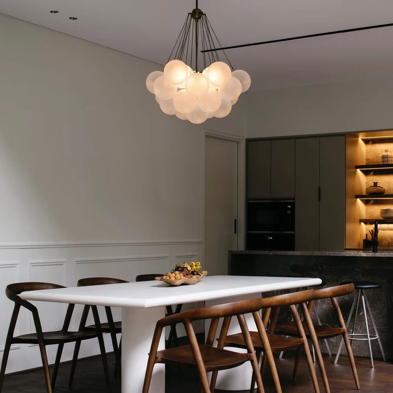 Glazen Bollenhanglamp 19-37 Bollen Goud Metaal Eetkamer Woonkamer | Sansoti