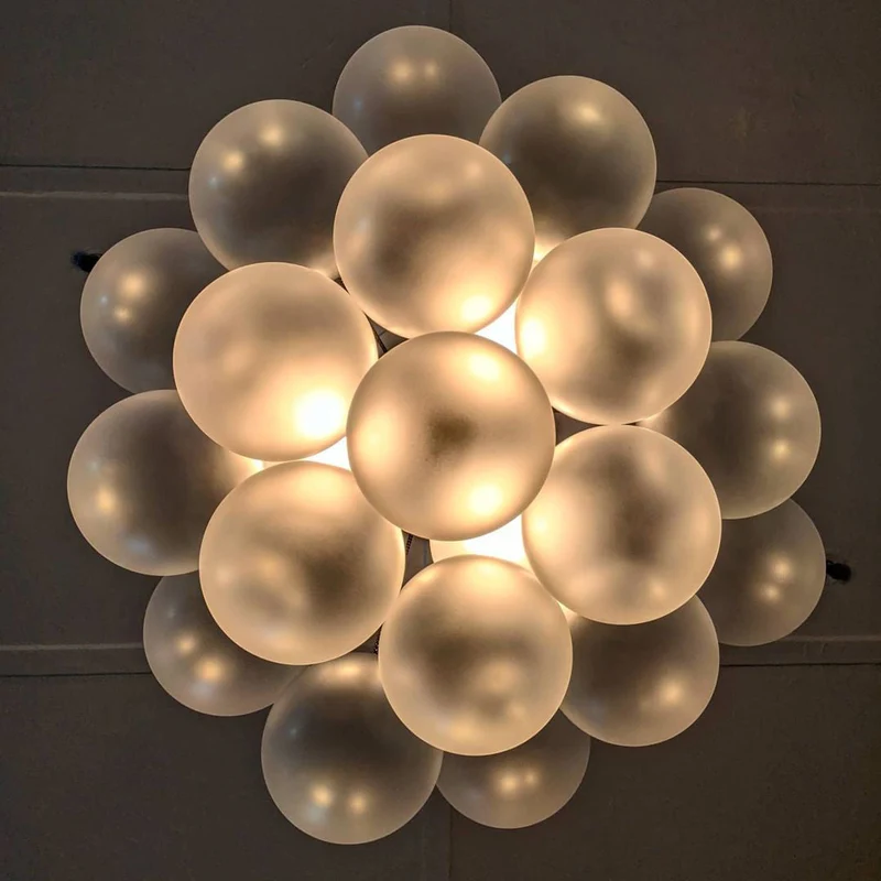 Glazen Bollenhanglamp 19-37 Bollen Goud Metaal Eetkamer Woonkamer | Sansoti