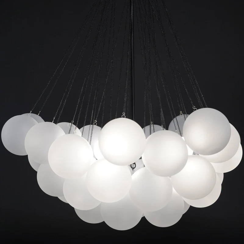 Glazen Bollenhanglamp 19-37 Bollen Goud Metaal Eetkamer Woonkamer | Sansoti