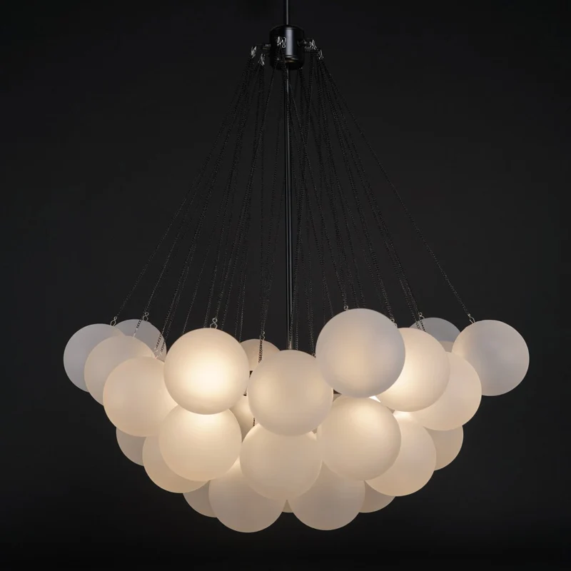 Glazen Bollenhanglamp 19-37 Bollen Goud Metaal Eetkamer Woonkamer | Sansoti
