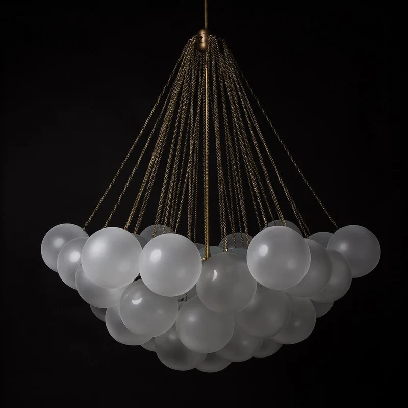 Glazen Bollenhanglamp 19-37 Bollen Goud Metaal Eetkamer Woonkamer | Sansoti
