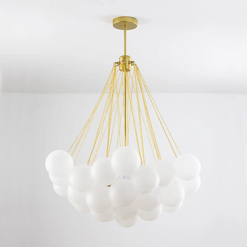 Glazen Bollenhanglamp 19-37 Bollen Goud Metaal Eetkamer Woonkamer | Sansoti