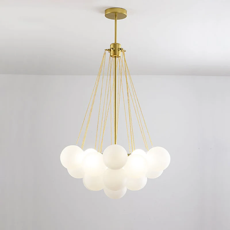 Glazen Bollenhanglamp 19-37 Bollen Goud Metaal Eetkamer Woonkamer | Sansoti