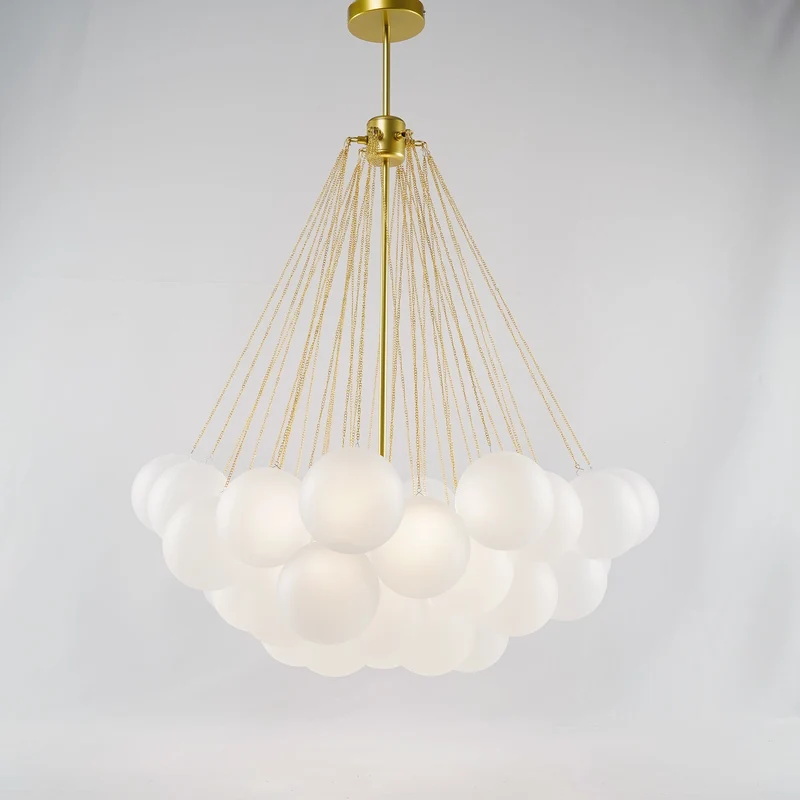 Glazen Bollenhanglamp 19-37 Bollen Goud Metaal Eetkamer Woonkamer | Sansoti