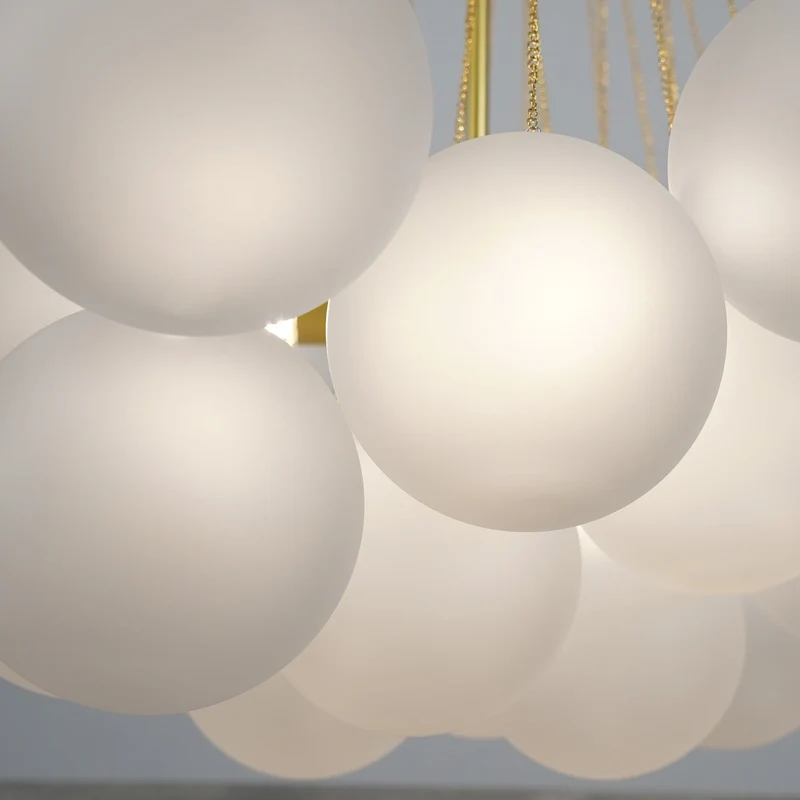 Glazen Bollenhanglamp 19-37 Bollen Goud Metaal Eetkamer Woonkamer | Sansoti
