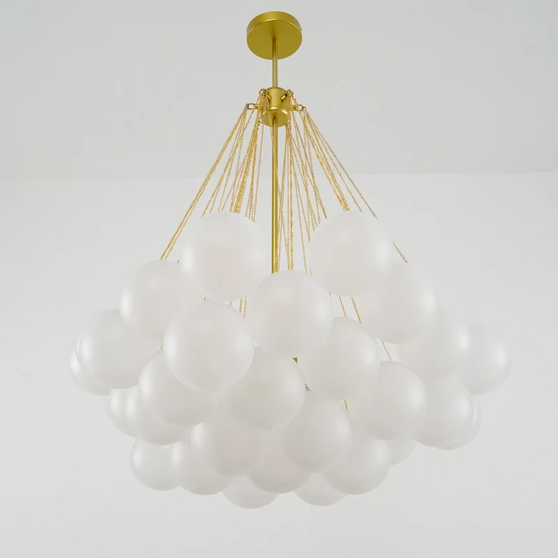 Glazen Bollenhanglamp 19-37 Bollen Goud Metaal Eetkamer Woonkamer | Sansoti