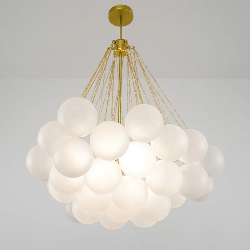 Glazen Bollenhanglamp 19-37 Bollen Goud Metaal Eetkamer Woonkamer | Sansoti
