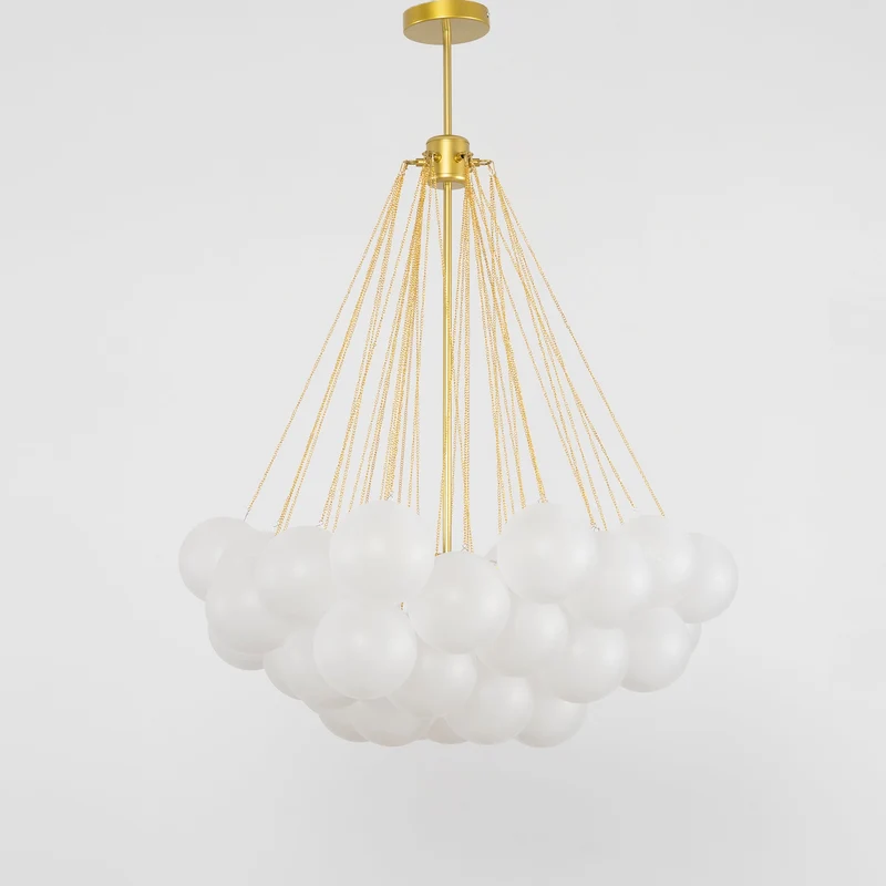 Glazen Bollenhanglamp 19-37 Bollen Goud Metaal Eetkamer Woonkamer | Sansoti