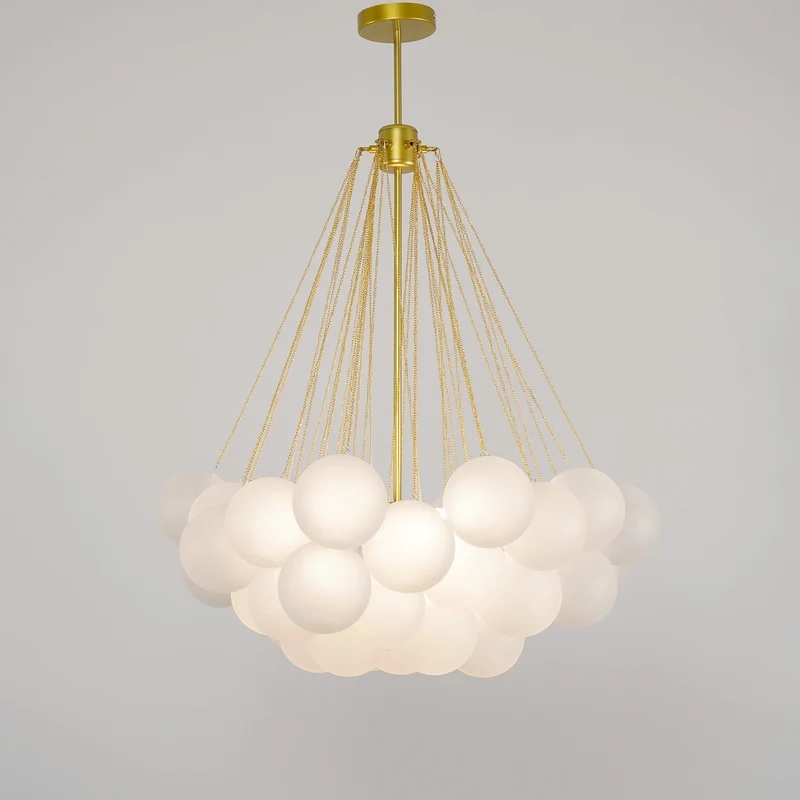 Glazen Bollenhanglamp 19-37 Bollen Goud Metaal Eetkamer Woonkamer | Sansoti