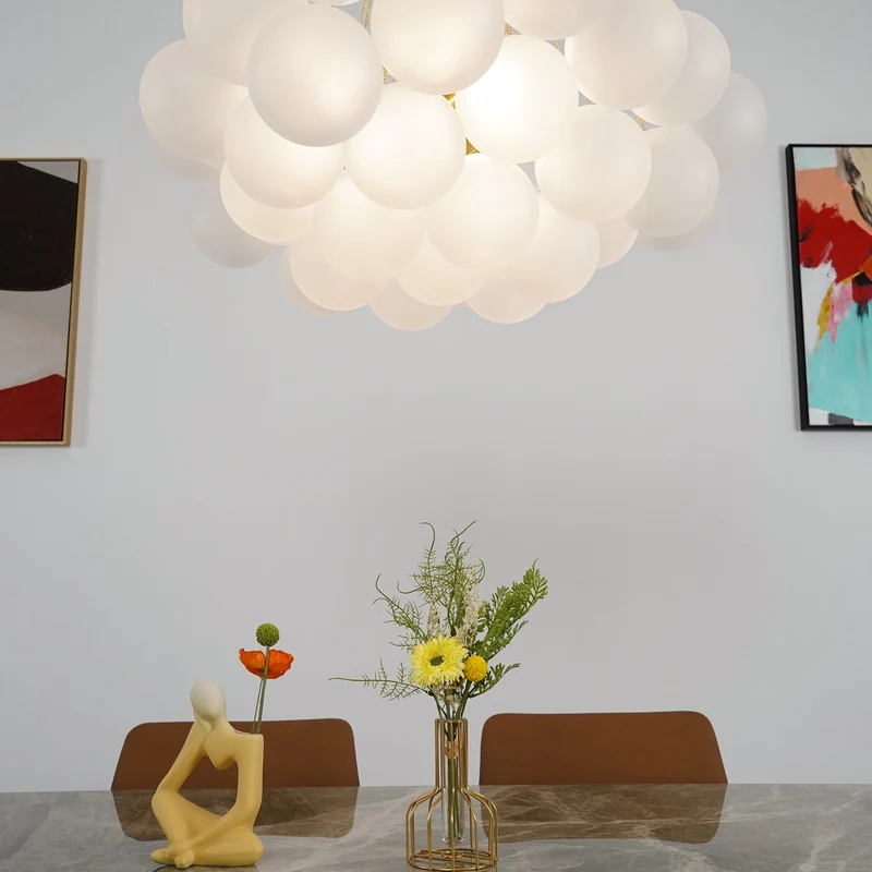 Glazen Bollenhanglamp 19-37 Bollen Goud Metaal Eetkamer Woonkamer | Sansoti