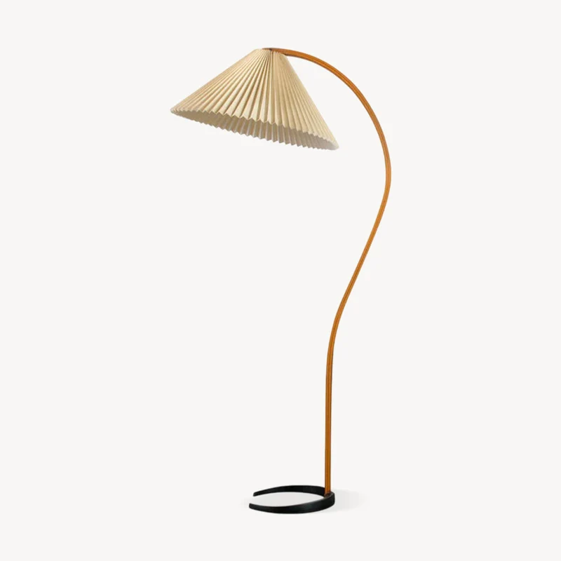 Boog Vloerlamp Beukenhouten Linnen Kap Retro Woonkamer | Sansoti