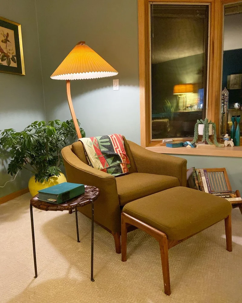 Boog Vloerlamp Beukenhouten Linnen Kap Retro Woonkamer | Sansoti