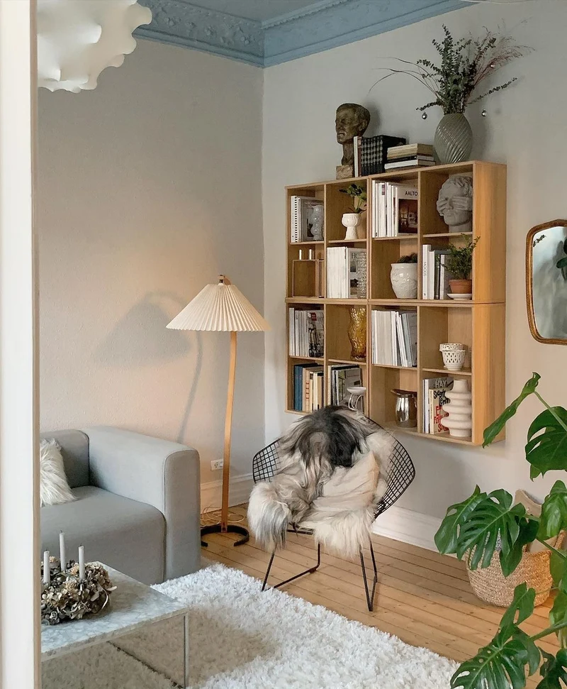 Boog Vloerlamp Beukenhouten Linnen Kap Retro Woonkamer | Sansoti