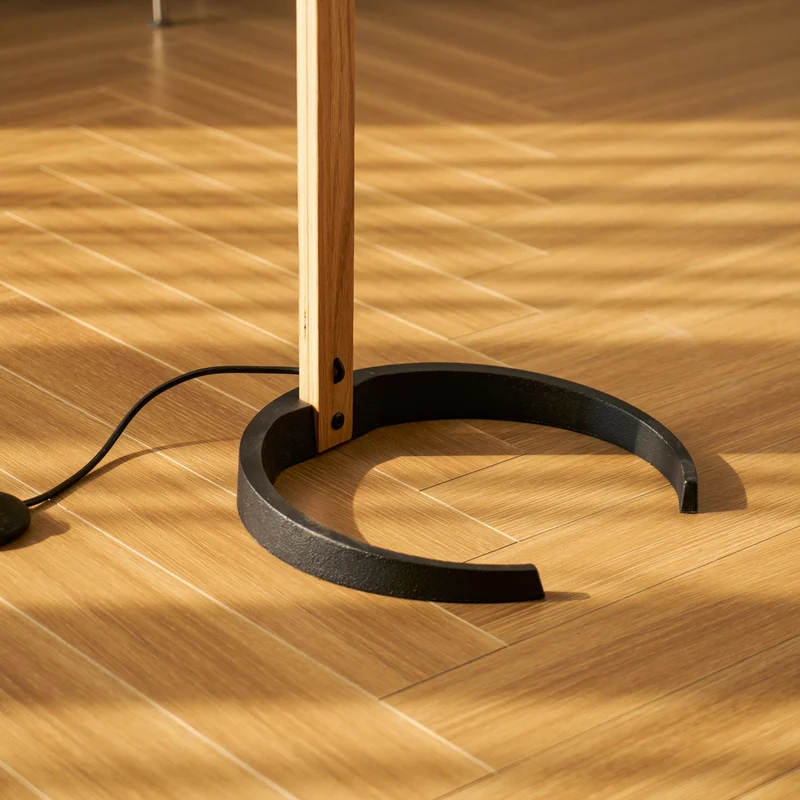 Boog Vloerlamp Beukenhouten Linnen Kap Retro Woonkamer | Sansoti