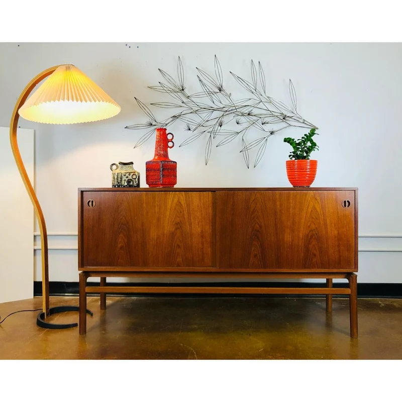 Boog Vloerlamp Beukenhouten Linnen Kap Retro Woonkamer | Sansoti