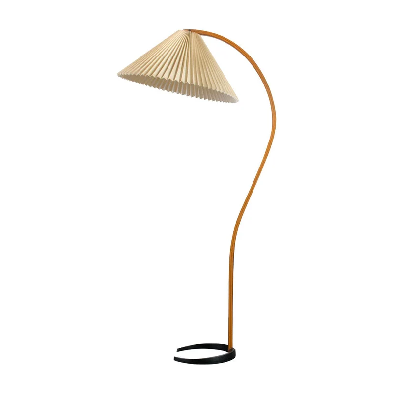 Boog Vloerlamp Beukenhouten Linnen Kap Retro Woonkamer | Sansoti