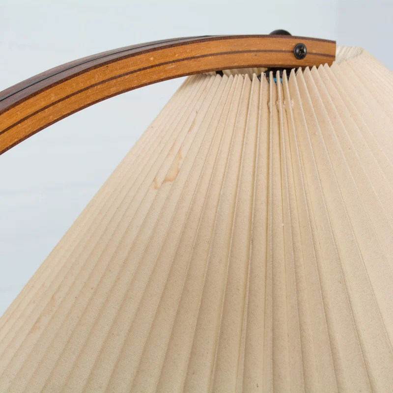 Boog Vloerlamp Beukenhouten Linnen Kap Retro Woonkamer | Sansoti
