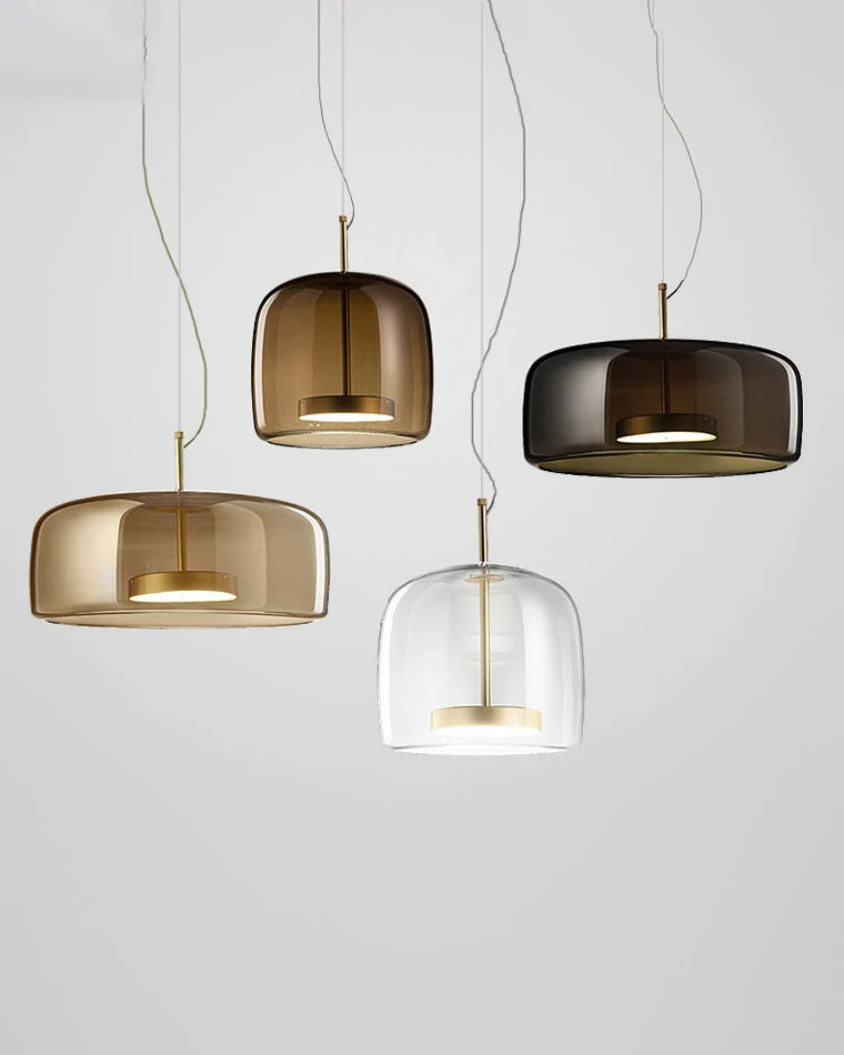Hanglamp Geblazen Glas Amber Goud Rond Verstelbaar Eettafel Woonkamer Modern | Sansoti