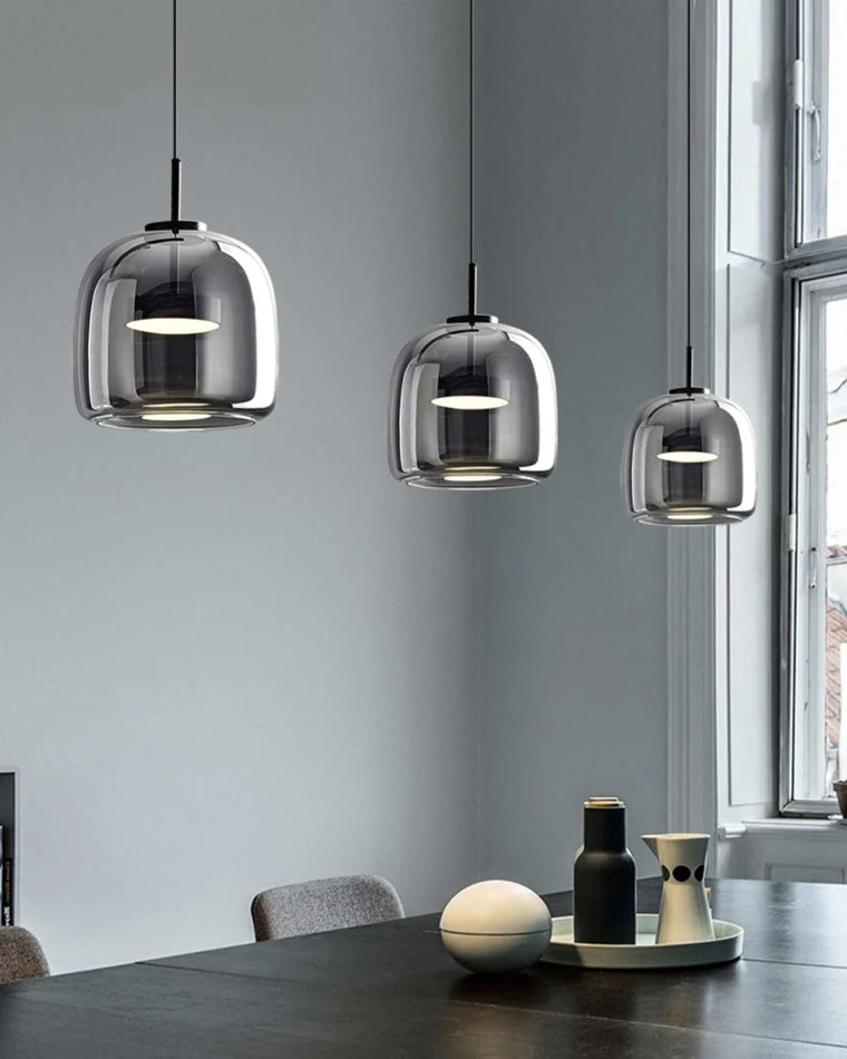 Hanglamp Geblazen Glas Amber Goud Rond Verstelbaar Eettafel Woonkamer Modern | Sansoti