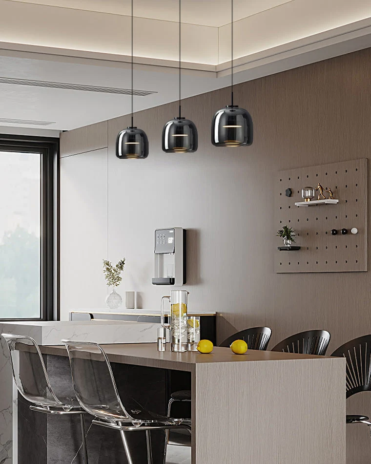 Hanglamp Geblazen Glas Amber Goud Rond Verstelbaar Eettafel Woonkamer Modern | Sansoti