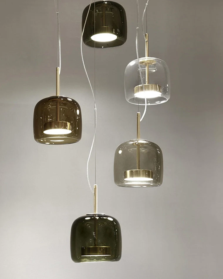 Hanglamp Geblazen Glas Amber Goud Rond Verstelbaar Eettafel Woonkamer Modern | Sansoti