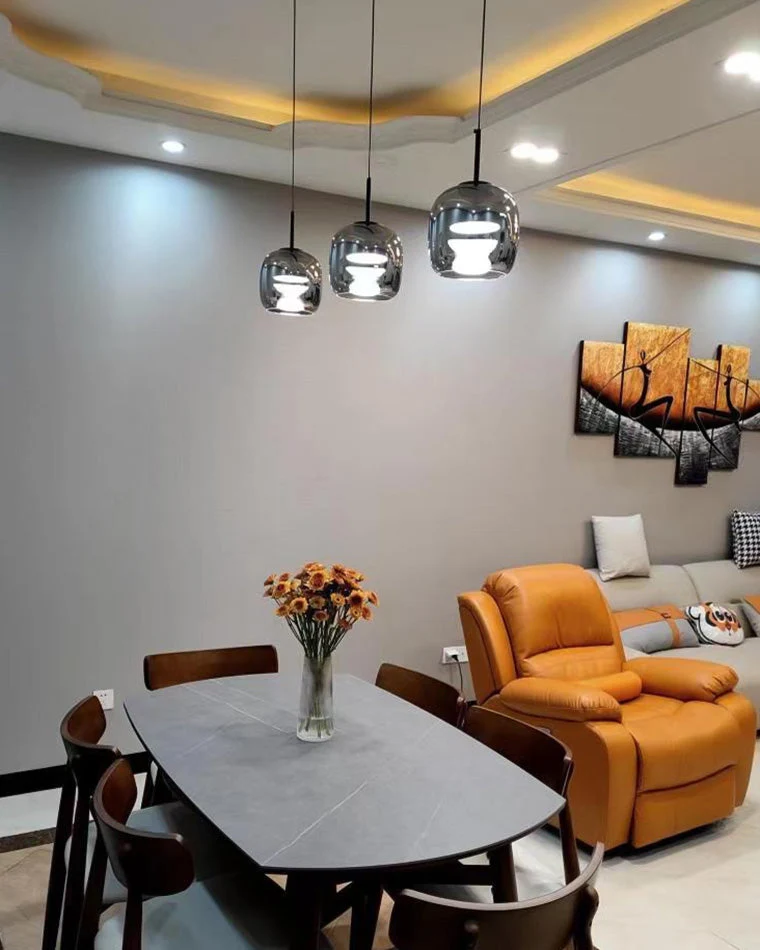 Hanglamp Geblazen Glas Amber Goud Rond Verstelbaar Eettafel Woonkamer Modern | Sansoti