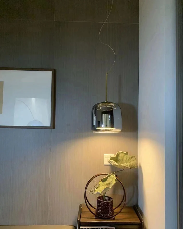 Hanglamp Geblazen Glas Amber Goud Rond Verstelbaar Eettafel Woonkamer Modern | Sansoti