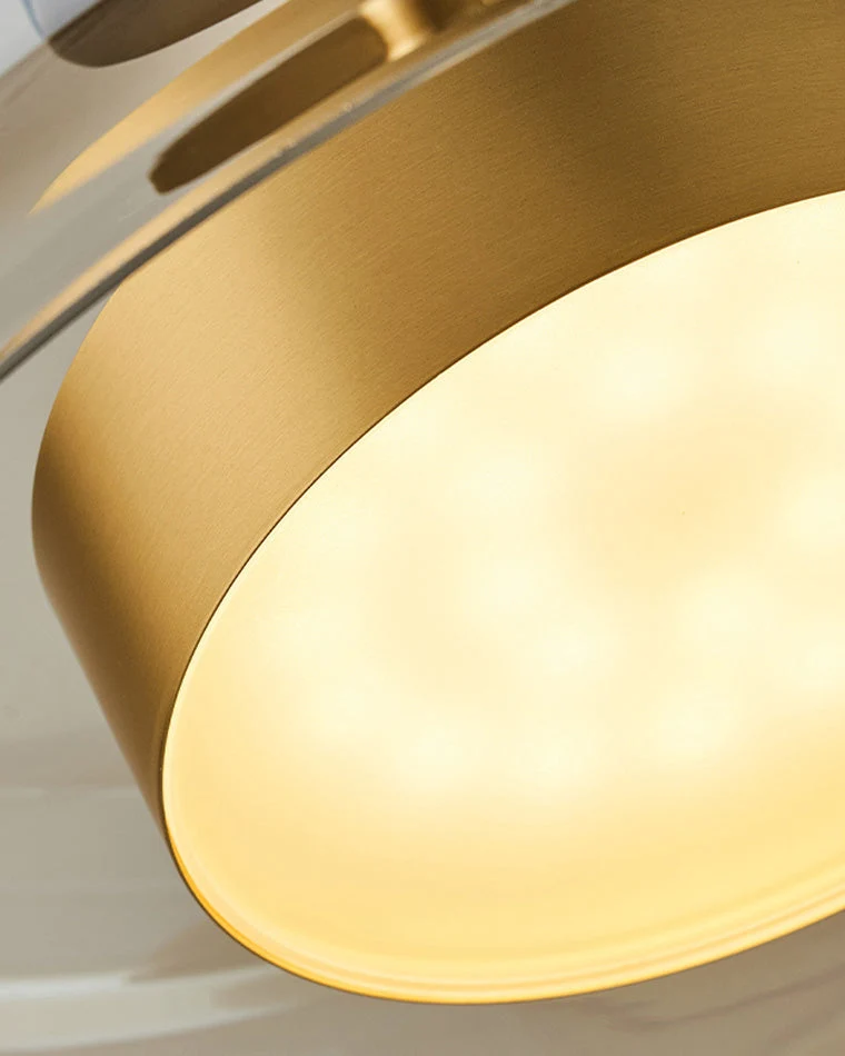 Hanglamp Geblazen Glas Amber Goud Rond Verstelbaar Eettafel Woonkamer Modern | Sansoti