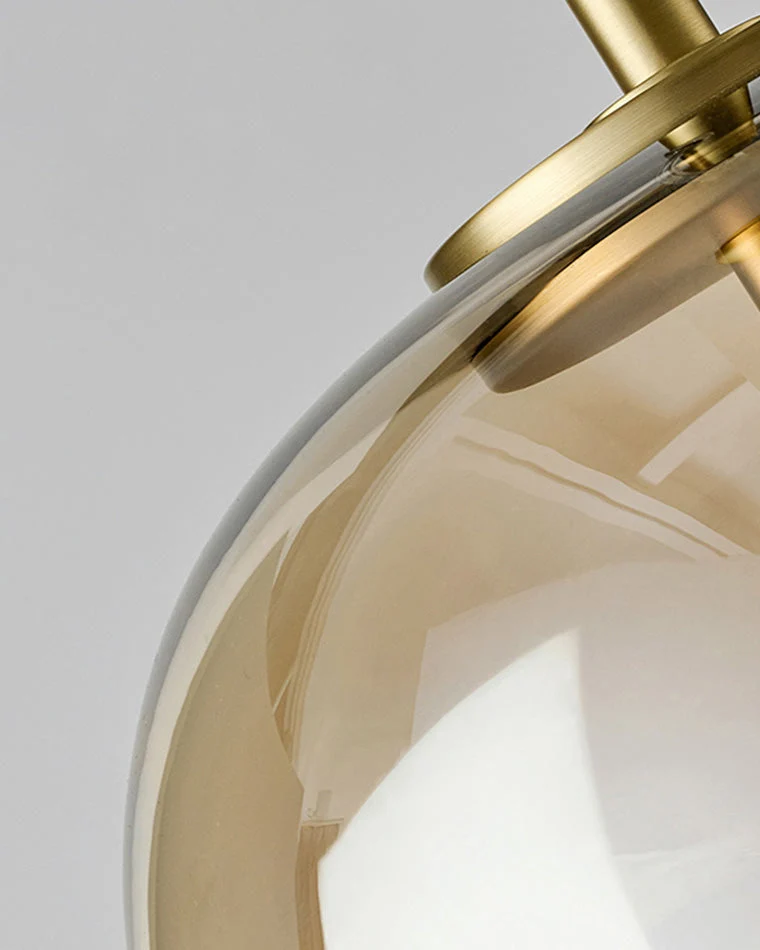 Hanglamp Geblazen Glas Amber Goud Rond Verstelbaar Eettafel Woonkamer Modern | Sansoti