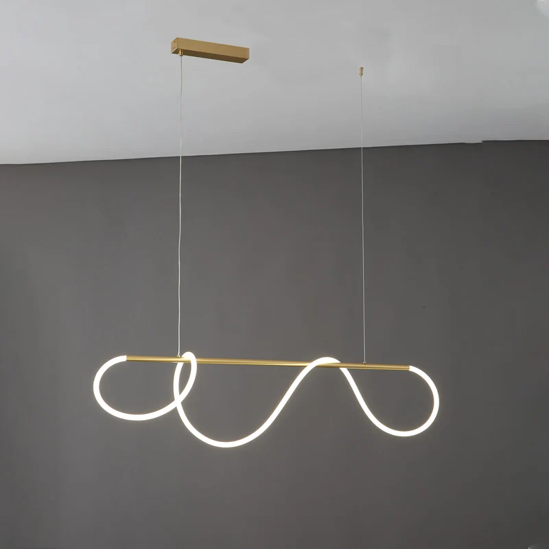 Hanglamp Touw Led Cirkel Messing Dimbaar 3 Maten Eetkamer Woonkamer Minimalistisch | Sansoti