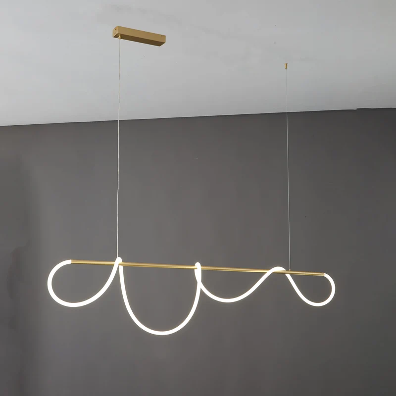 Hanglamp Touw Led Cirkel Messing Dimbaar 3 Maten Eetkamer Woonkamer Minimalistisch | Sansoti