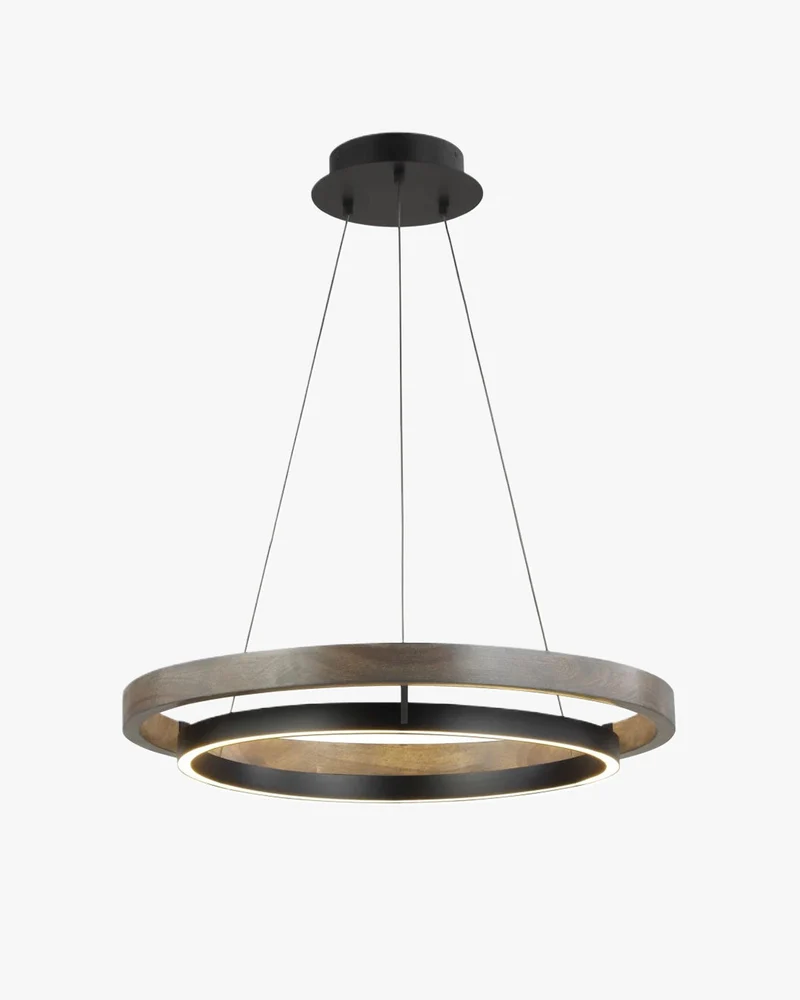 Houten Ringkroonluchter LED Ingebouwd Warm Wit Dimbaar Eetkamer Woonkamer Plafondlamp Modern Farmhouse | Sansoti