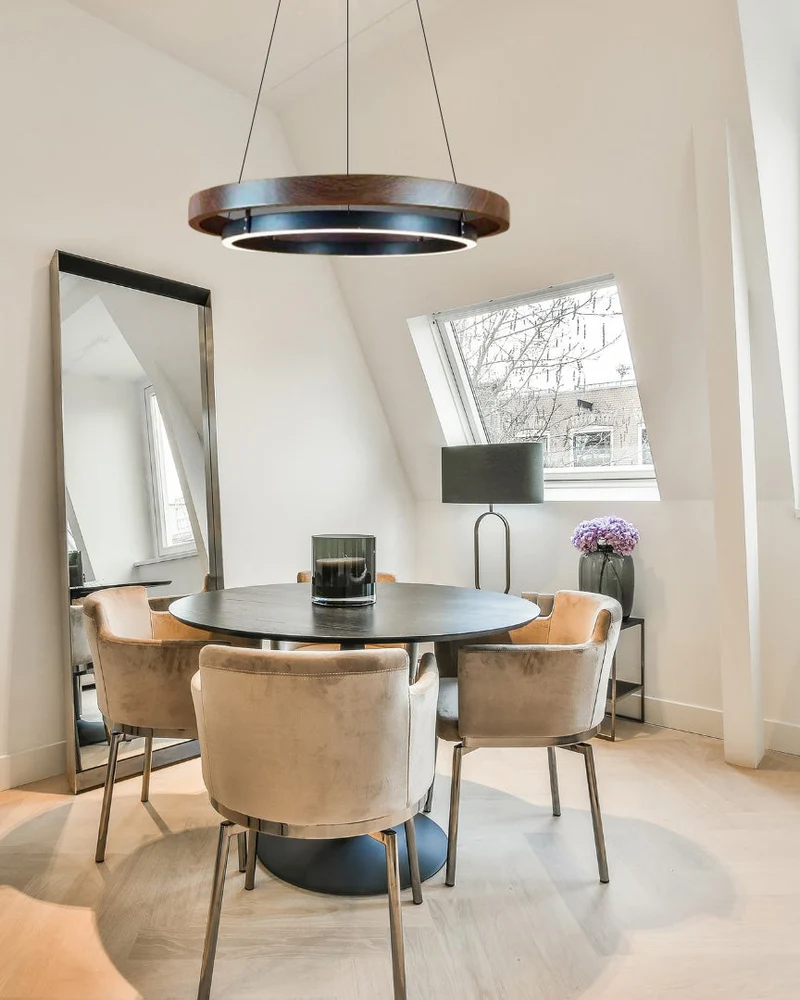Houten Ringkroonluchter LED Ingebouwd Warm Wit Dimbaar Eetkamer Woonkamer Plafondlamp Modern Farmhouse | Sansoti