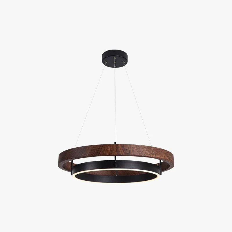 Houten Ringkroonluchter LED Ingebouwd Warm Wit Dimbaar Eetkamer Woonkamer Plafondlamp Modern Farmhouse | Sansoti