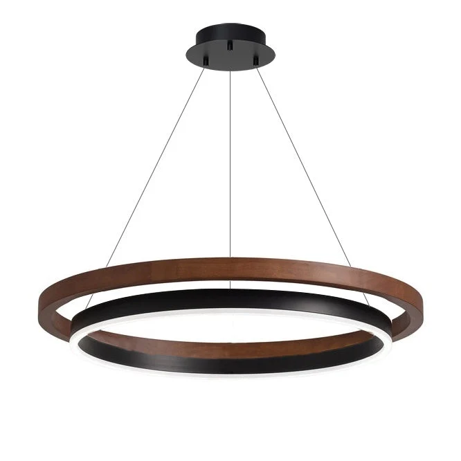 Houten Ringkroonluchter LED Ingebouwd Warm Wit Dimbaar Eetkamer Woonkamer Plafondlamp Modern Farmhouse | Sansoti