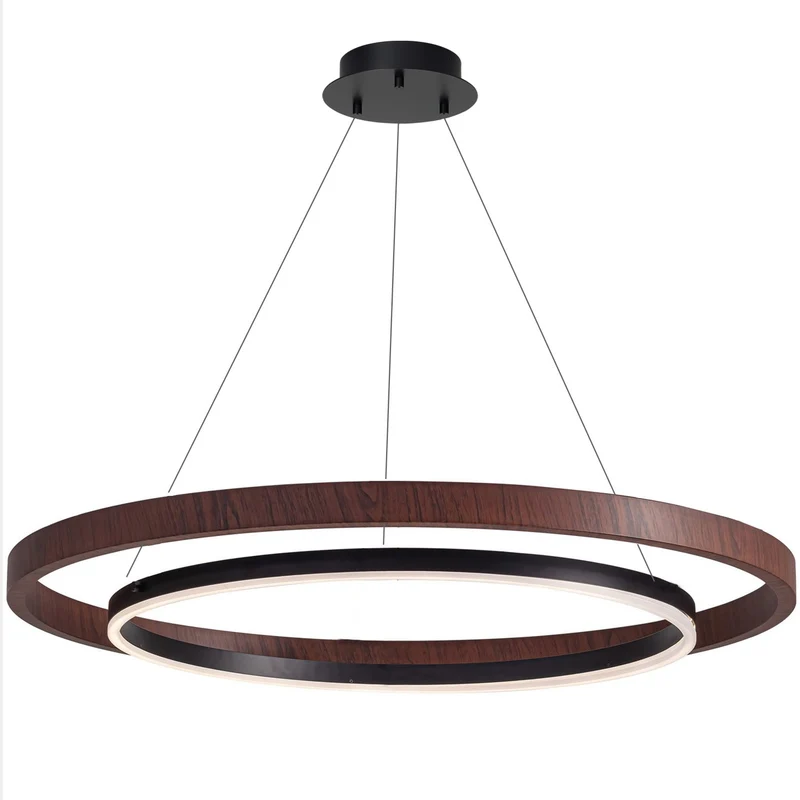 Houten Ringkroonluchter LED Ingebouwd Warm Wit Dimbaar Eetkamer Woonkamer Plafondlamp Modern Farmhouse | Sansoti