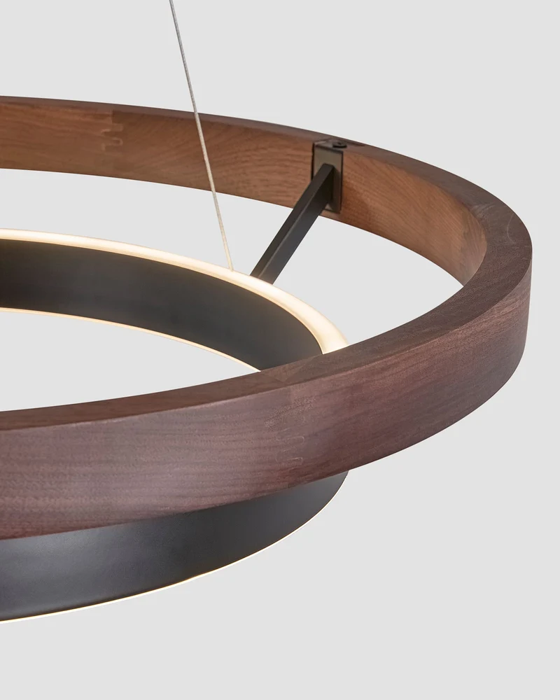 Houten Ringkroonluchter LED Ingebouwd Warm Wit Dimbaar Eetkamer Woonkamer Plafondlamp Modern Farmhouse | Sansoti