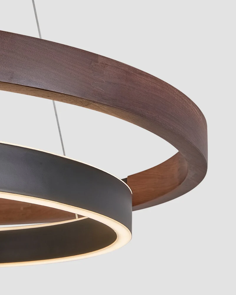 Houten Ringkroonluchter LED Ingebouwd Warm Wit Dimbaar Eetkamer Woonkamer Plafondlamp Modern Farmhouse | Sansoti