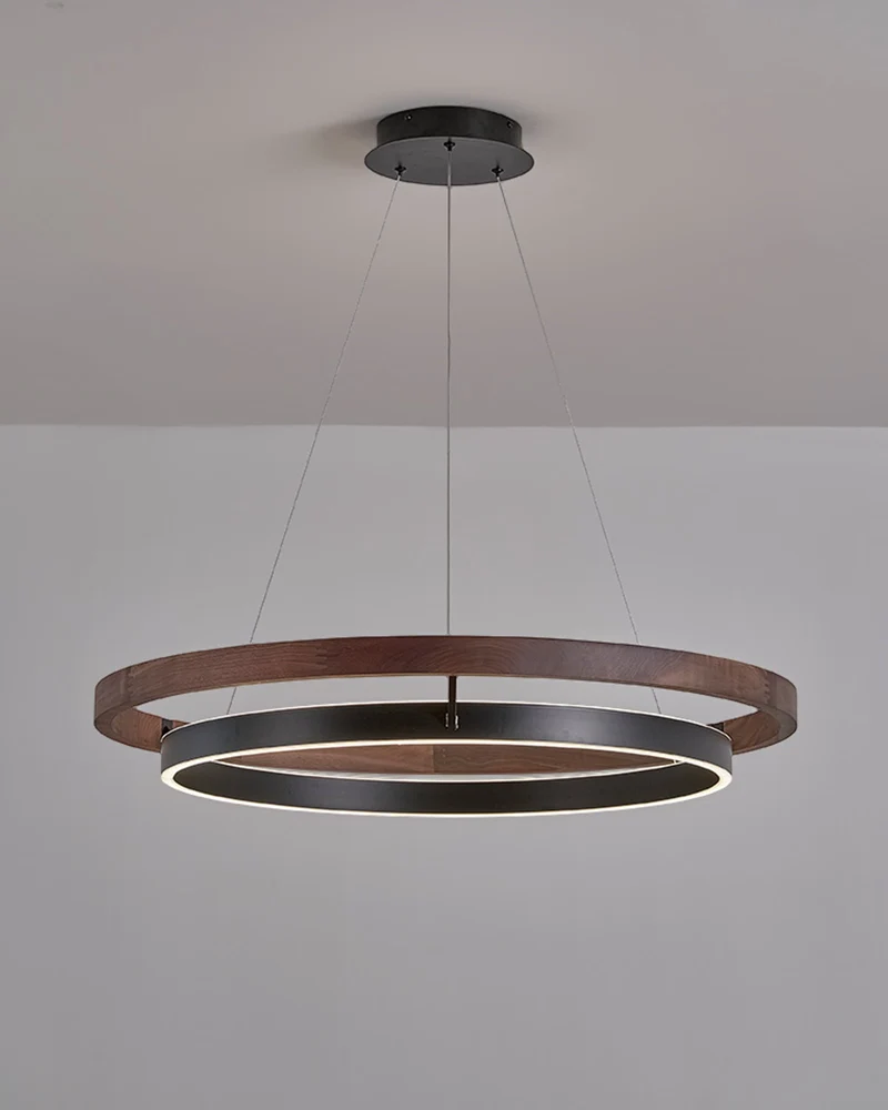 Houten Ringkroonluchter LED Ingebouwd Warm Wit Dimbaar Eetkamer Woonkamer Plafondlamp Modern Farmhouse | Sansoti