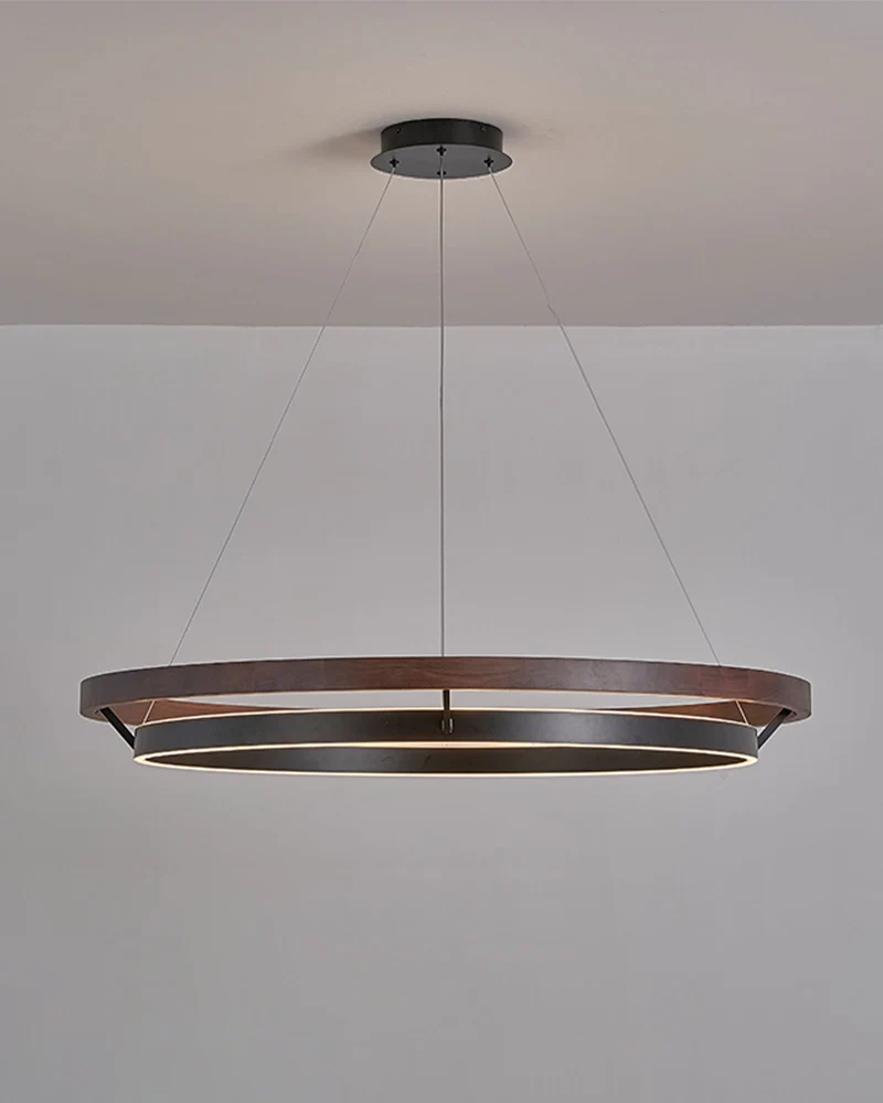 Houten Ringkroonluchter LED Ingebouwd Warm Wit Dimbaar Eetkamer Woonkamer Plafondlamp Modern Farmhouse | Sansoti