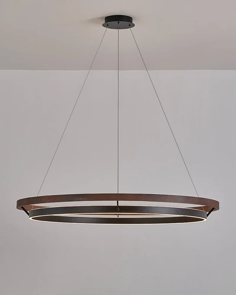 Houten Ringkroonluchter LED Ingebouwd Warm Wit Dimbaar Eetkamer Woonkamer Plafondlamp Modern Farmhouse | Sansoti