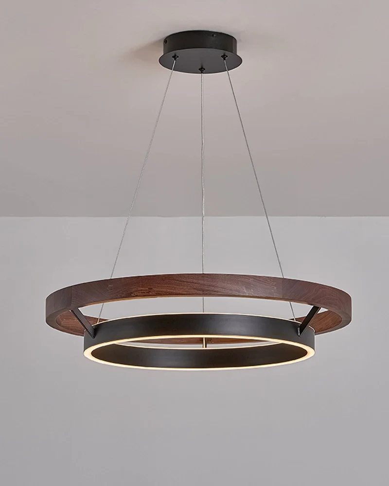 Houten Ringkroonluchter LED Ingebouwd Warm Wit Dimbaar Eetkamer Woonkamer Plafondlamp Modern Farmhouse | Sansoti