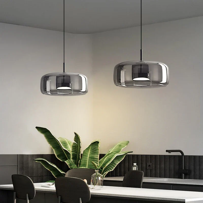 Nordische Hanglamp Glas LED Cognac Rookgrijs Scandinavisch | Sansoti
