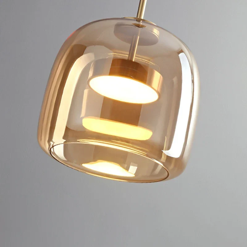 Nordische Hanglamp Glas LED Cognac Rookgrijs Scandinavisch | Sansoti