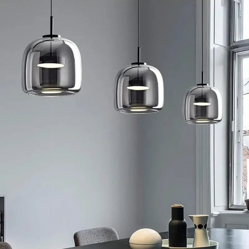Nordische Hanglamp Glas LED Cognac Rookgrijs Scandinavisch | Sansoti